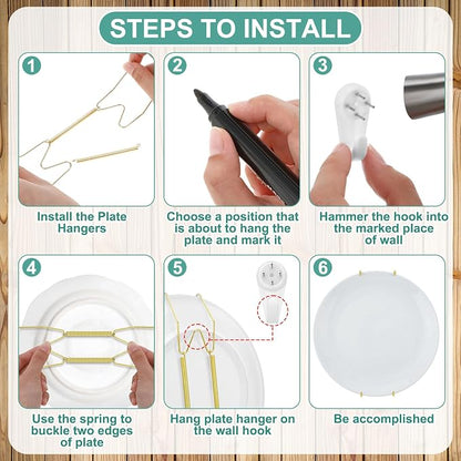 Hotop 12 Pieces Plate Hangers for Wall Stainless Steel Wire Invisible Heavy - Image 5