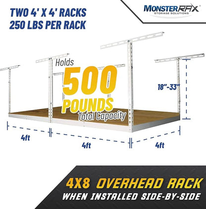 MonsterRax 4x8 Overhead Garage Storage Rack Frame Kit - Image 2