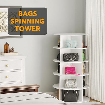 SpaceAid 5 Tier Rotating Shoe Rack Tower, Spinning Shoe Display Lazy Susan - Image 5