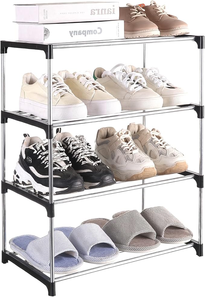 Small Shoe Rack, Narrow Stackable Shoe Shelf Organizer | by Fouews