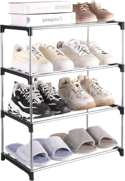 Small Shoe Rack, Narrow Stackable Shoe Shelf Organizer | by Fouews