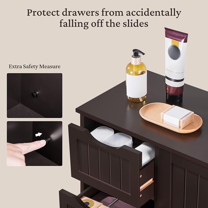 Yaheetech Wooden Bathroom Floor Cabinet, Side Storage Organizer Cabinet - Image 7