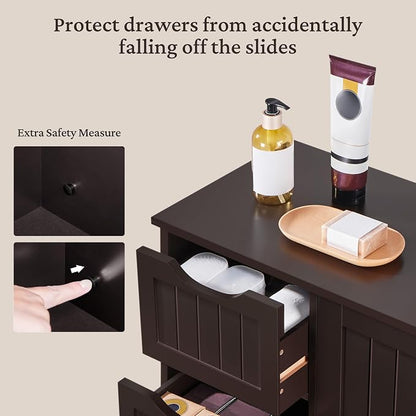 Yaheetech Wooden Bathroom Floor Cabinet, Side Storage Organizer Cabinet - Image 7