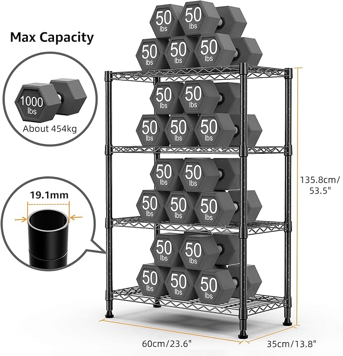 1000 lbs Storage Shelving Steel Heavy Duty 4-Tier Utility Shelving Unit Steel - Image 3