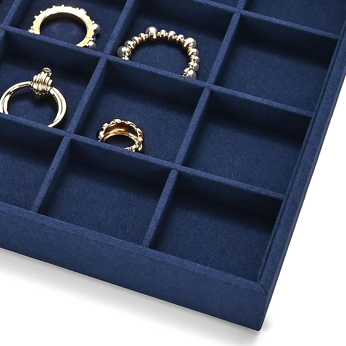 24 Grids Jewelry Tray Earring Organizer Tray Microfiber Jewelry Display Tray - Image 2