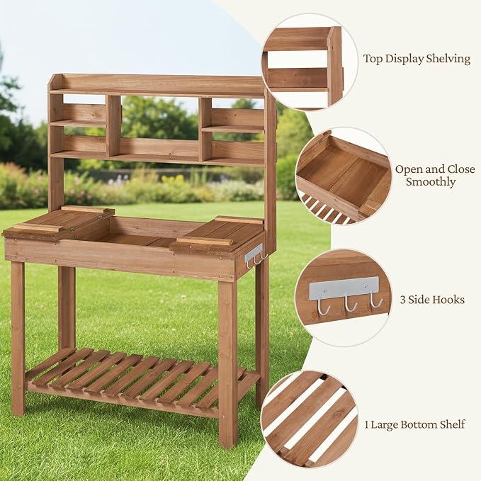 Yaheetech Outdoor Potting Bench, Display Rack & Storage Shelf, transplanting - Image 4