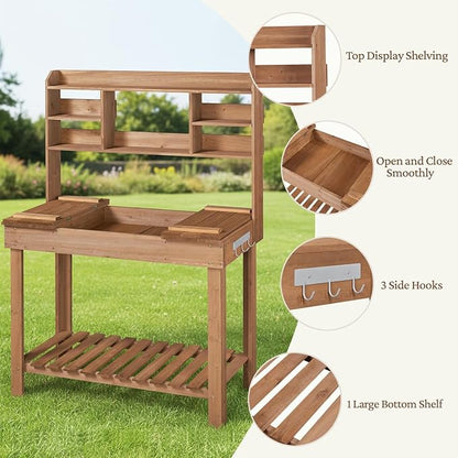 Yaheetech Outdoor Potting Bench, Display Rack & Storage Shelf, transplanting - Image 4