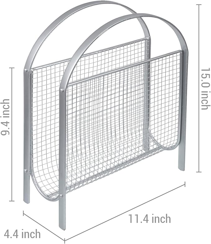 MyGift Mid-Century Design Magazine Rack, Matte Black Tone Metal Mesh - Image 5