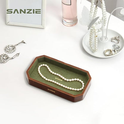 SANZIE Leather Tray Organizer Small Trays Decorative Tray Desktop Storage - Image 2