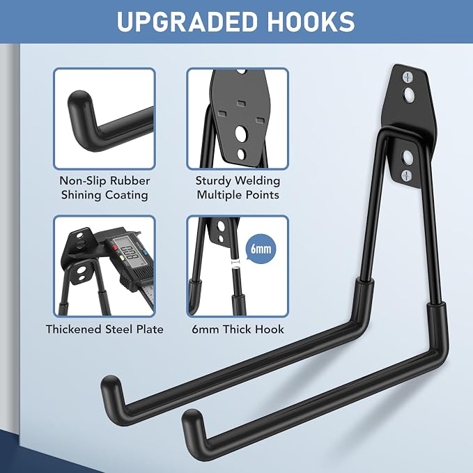 Garage Hooks with Anti-Slip Coating, Heavy Duty Wall Mount Storage Hooks - Image 6