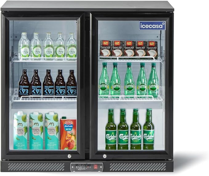 ICECASA 36" W Beverage Refrigerators 2 Glass Door Back Bar Refrigerator by ICECASA