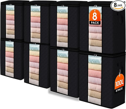 SpaceWhisper 8 Pack 100L Clothes Storage, Foldable Thick Fabric Blanket Storage by Unknown