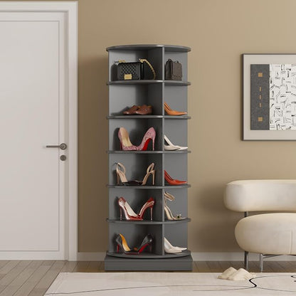 Rotating Shoe Rack Tower, 6-Tier Spinning Shoe Rack, Free Standing 360° - Image 6