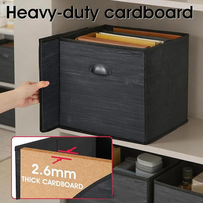 homyfort Faux Wood Grain Cube Storage Bins, 11x11 Inch Storage Cubes, Closet - Image 7