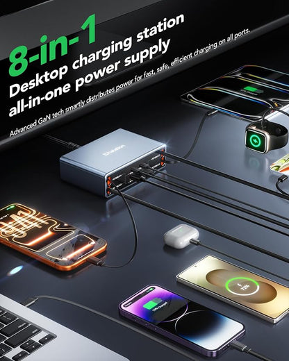 8-in-1 Retractable Charger for Apple Samsung USB C Gan Multiple Devices | 105W - Image 3