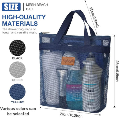 3 Pcs Portable Mesh Shower Caddy Tote, Quick Dry Tote Bag Mesh Beach Bags - Image 2