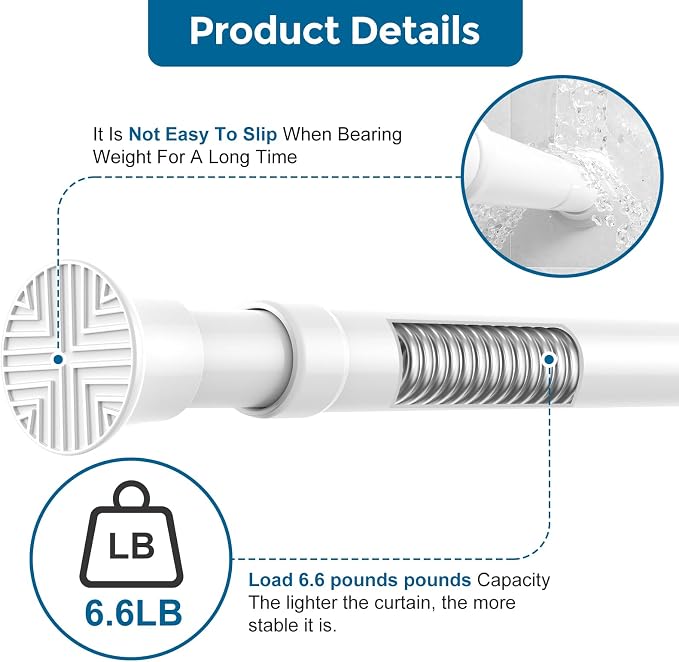 2Pcs Spring Tension Curtain Rod, No drilling Spring loaded Curtian rod - Image 3