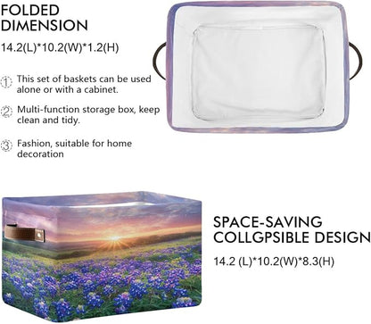 Sunrise over Meadows Of Bluebonnet Storage Bins Box Foldable Shelf Basket - Image 2