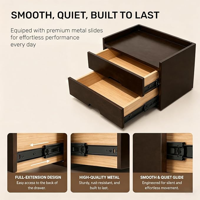 Solid Wood Desk Organizer with Drawers, Wooden Desktop Drawers | Fully - Image 3