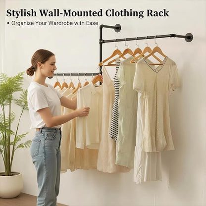 Industrial Pipe Clothing Rack Wall Garment Rack - Image 2