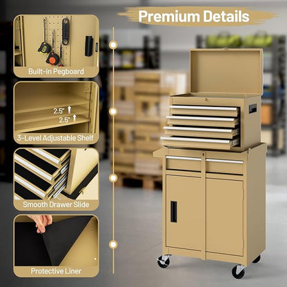 Goplus Tool Chest, 5 Drawers Rolling Tool Cabinet - Image 6