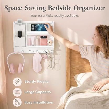Lifewit Plastic Adhesive Bedside Shelf, Floating Pegboard Shelves, Key Remote - Image 5