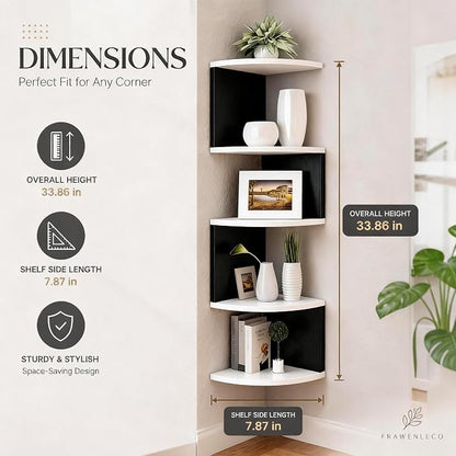 No-Drill Corner Shelf Wall Mount, 5-Tier Floating Corner Bookshelf - Image 3