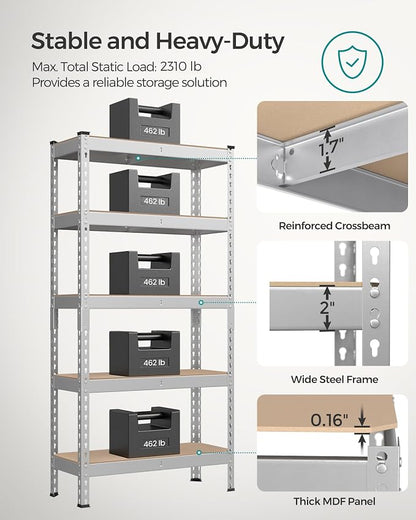 SONGMICS 5-Tier Storage Shelves, Load 2310 lb, Garage Storage, Boltless Assembly - Image 4