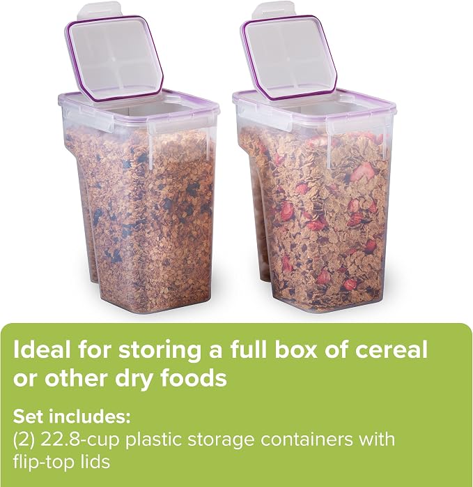 Snapware Airtight 2-Pack Cereal Dispenser Storage Containers, Flip-Top Lid BPA - Image 4
