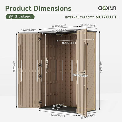 Aoxun Outdoor Storage Shed, 64 Cu.Ft Vertical Storage Sheds Outdoor - Image 3