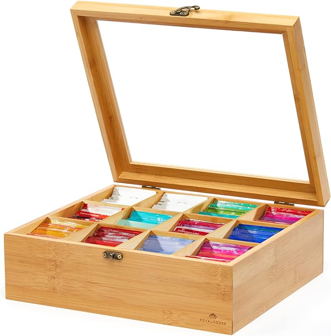 RoyalHouse Big Natural Bamboo Tea Storage Organizer by RoyalHouse