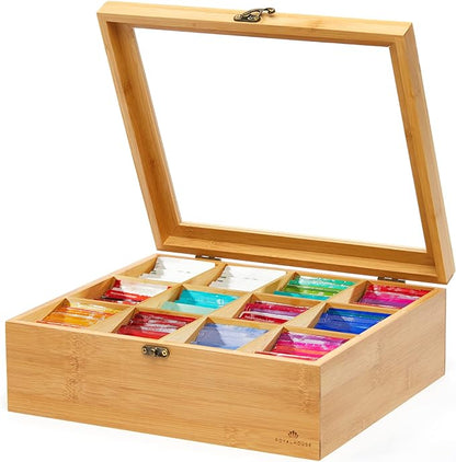 RoyalHouse Big Natural Bamboo Tea Storage Organizer by RoyalHouse