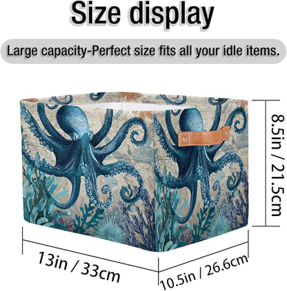 Pardick Octopus Sea Retro Basket Storage Bins Large Fabric Toys Storage Cube Box - Image 4