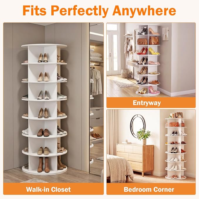 Redlife 360° Rotating Shoe Rack Tower, 7-Tier Lazy Susan Shoe Organizer - Image 6