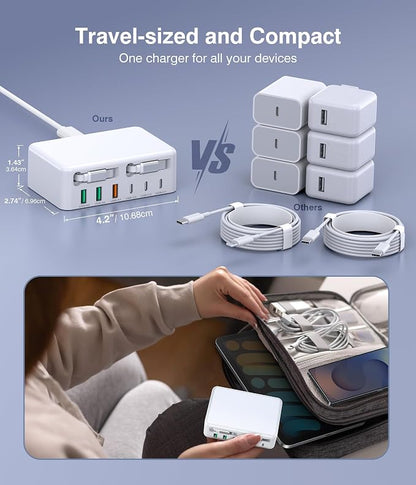 Upgraded 8-in-1 Retractable USB C Charger Block, 120W GaN Multi Charging - Image 7