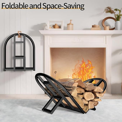 Lilybud--lily Firewood Rack Outdoor Indoor, Foldable Wood Rack Metal Firewood - Image 2