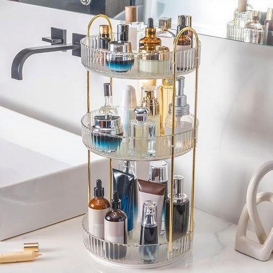360° Rotating Makeup Organizer, Bathroom Make Up Spinning Holder Rack, Large by INVSSENEORGANIZERS