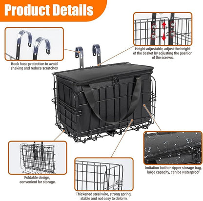 HOMEE Folding Rear Bike Basket Wire Mesh Fold-Up Detachable Front Bag Rear | - Image 4
