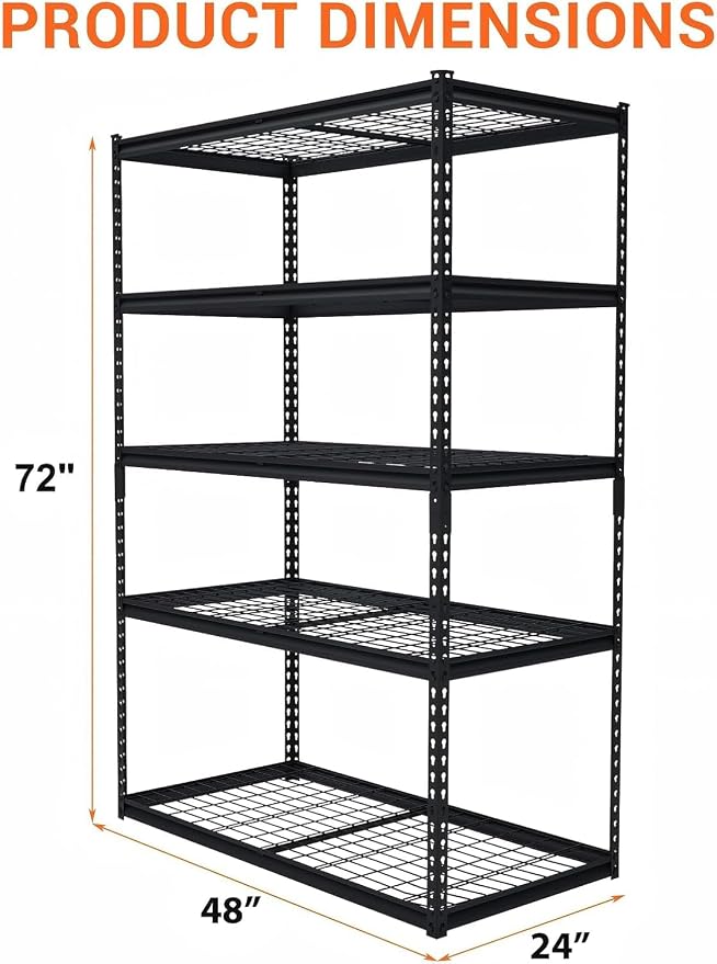 Garage Storage Shelves 5 Tiers, Heavy Duty Storage Shelving Racks - Image 8