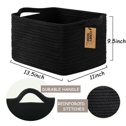COMFY-HOMI Storage Basket for Shelves, Woven Baskets for Storage, Cotton Rope - Image 4