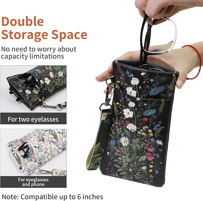 Double Eyeglass Case Soft Dual Glasses Case - Image 6