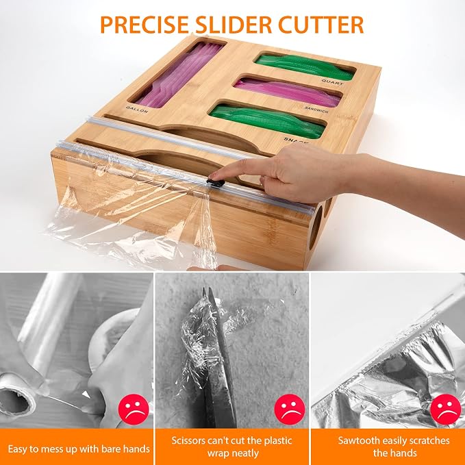 Storage Bag Organizer with Foil and Plastic Wrap Organizer, Aluminum Foil - Image 5