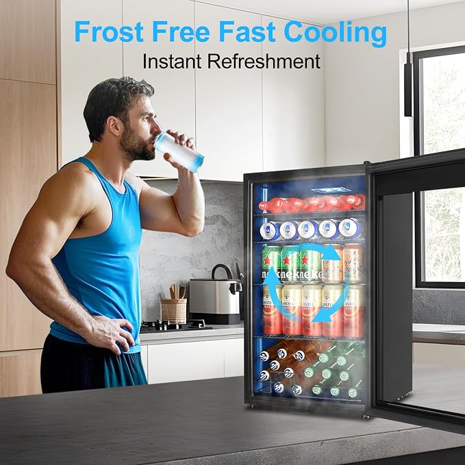 Beverage Refrigerator 126 Can, Mini Beverage Fridge Small Beverage Cooler - Image 5