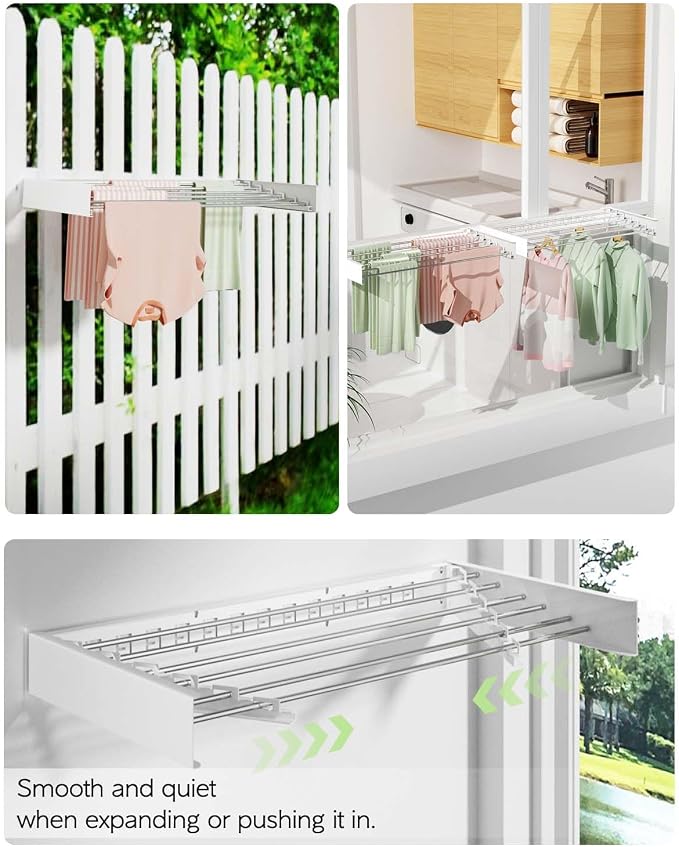 Wall Mounted Clothes Drying Rack 40 inches, Foldable Wall Mount Laundry Rack - Image 6