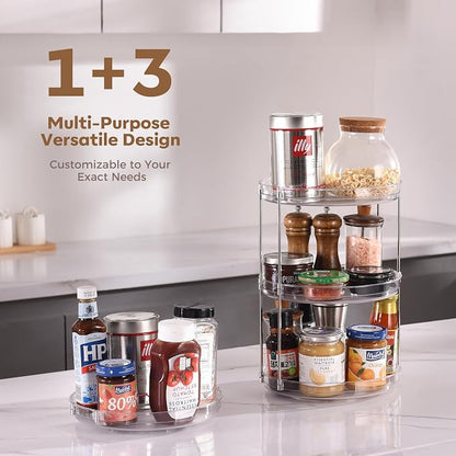 2-Pack 2-Tier Clear Lazy Susan Turntable Organizer, 9.5" Rotating Spice Rack - Image 8