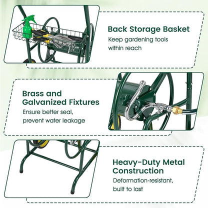 Goplus Garden Hose Reel Cart, 230ft 5/8" or 300ft 1/2" Heavy-Duty Metal Hose - Image 7