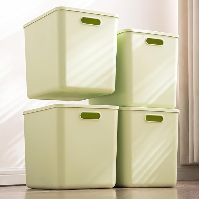 4 pack large plastic White storage bins Baskets, Toy Box Chest by Gaoaodeyu