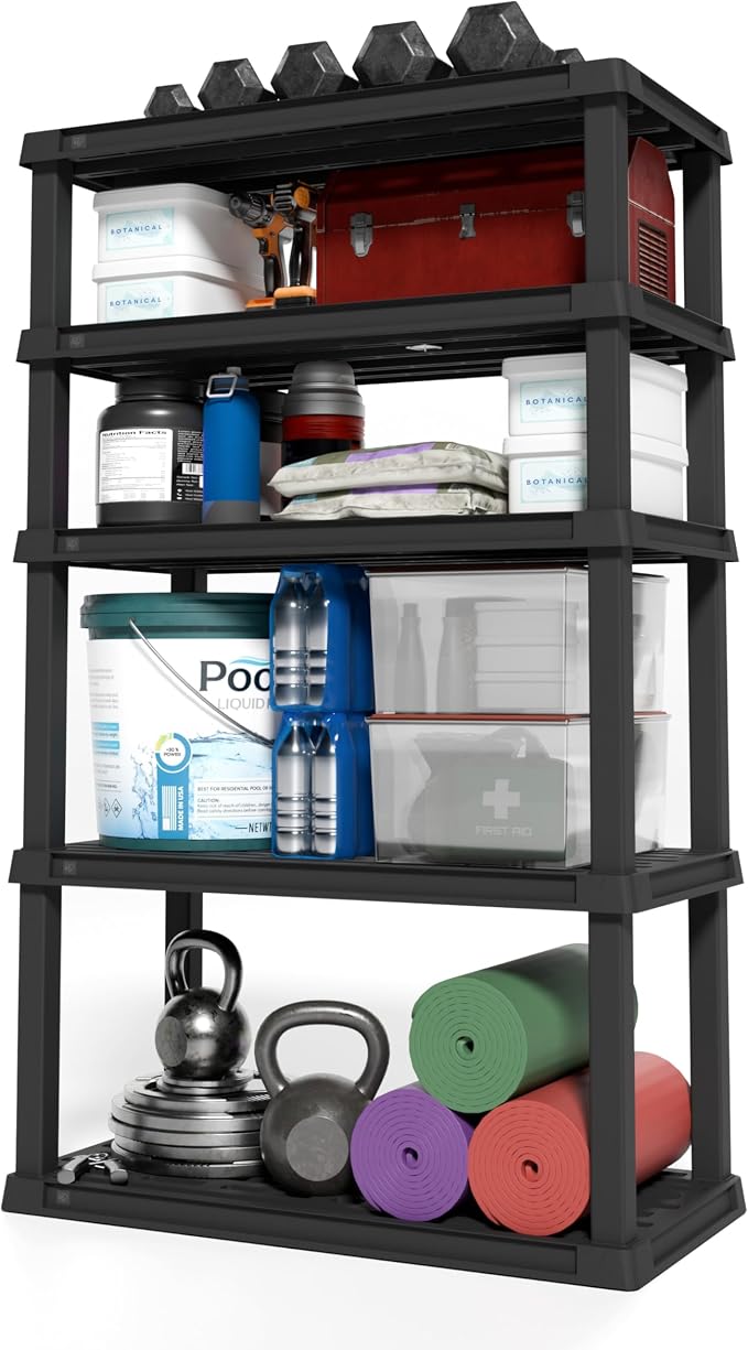 IRIS USA 5-Shelf Heavy Duty Plastic Storage Shelves, 750lb Capacity, Large by IRISUSA