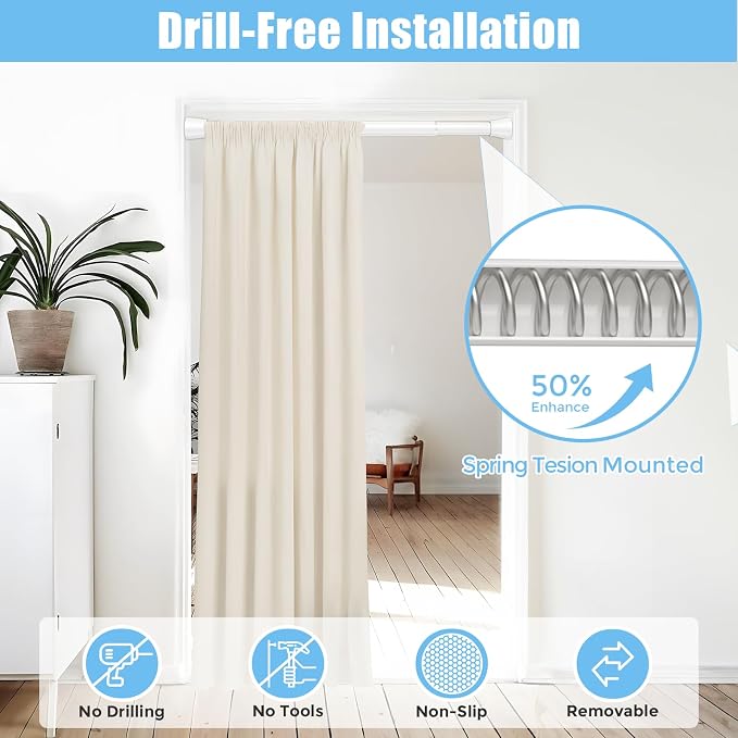 AIZESI 4PCS Shower Curtain Rod 30-64 Inch Adjustable No Drilling, Tool-Free - Image 3
