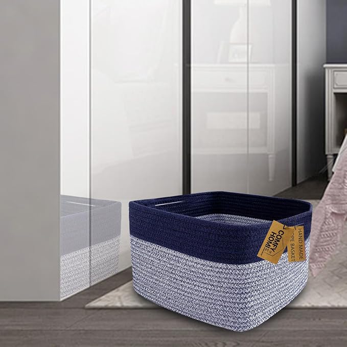 COMFY-HOMI Rectangular Cotton Rope Basket - Image 3